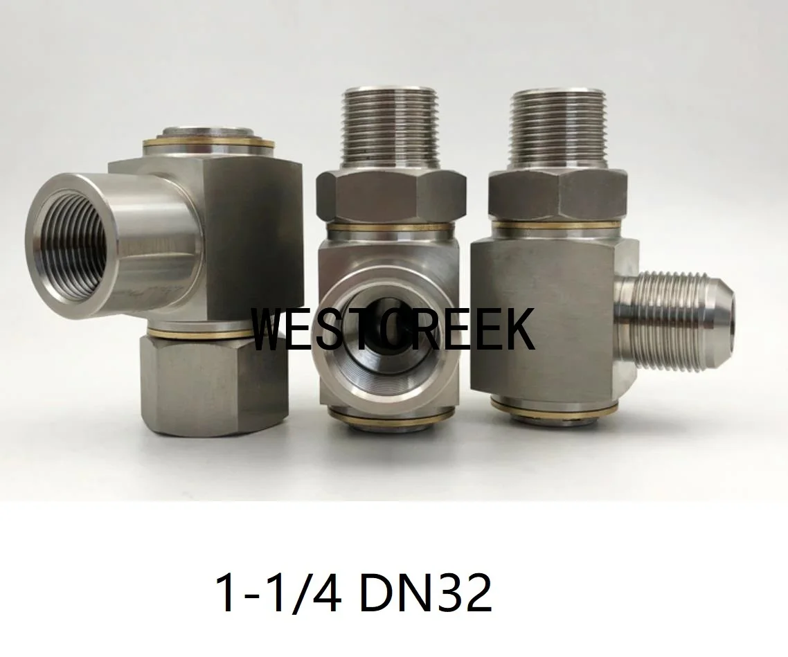 WESTCREEK 1-1/4 DN32 Hydraulic Rotary Joint Right Angle Stainless Steel Universal Joint 360 Degree High Pressure Rotary Joint Ro