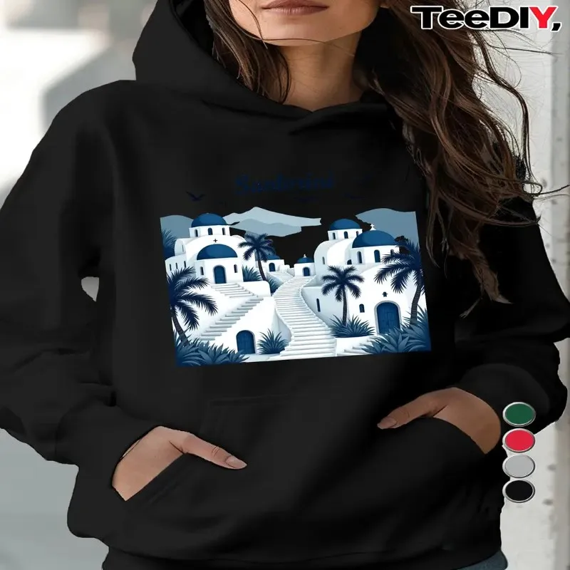 Winter Autumn Sweatshirt Plus Size Female Oversize Female Clothes Blue Domes Art Graphic Comfortable Long Sleeve Round Neck Top