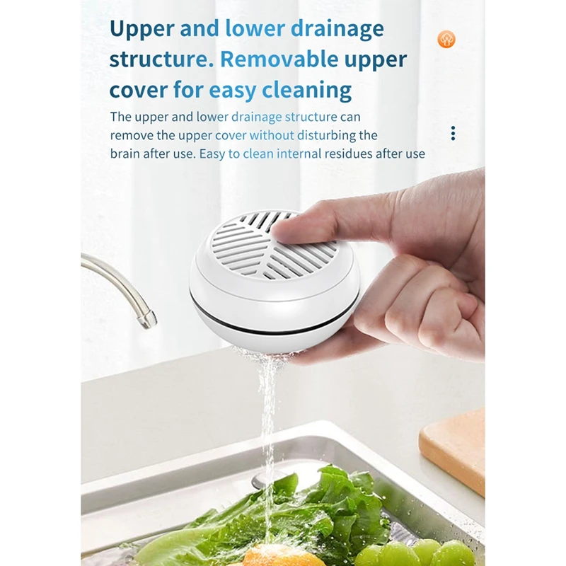 Wireless Fruit Vegetable Purifier Waterproof Fruit Vegetable Washing Machine Fruits USB Charging Food Cleaner Machine