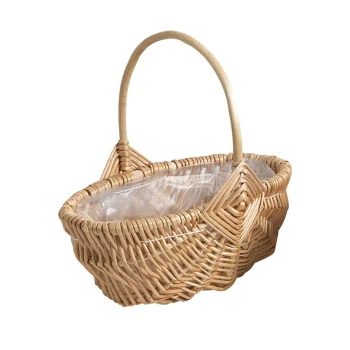 1Pcs Wooden Fruit Serving Basket Handcrafted Storage Basket for Bread Snacks Vegetables Home Garden Flower Pot Decor