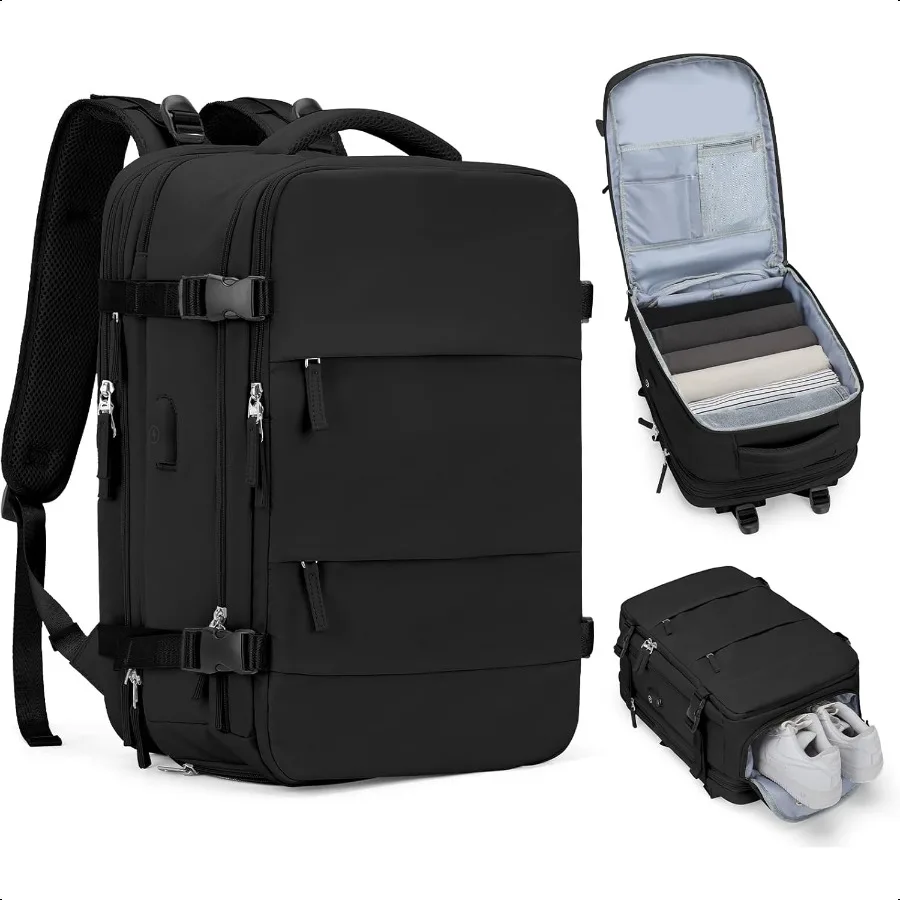 

Casual Backpack Traveling Backpack Ablack Expandable Modern
