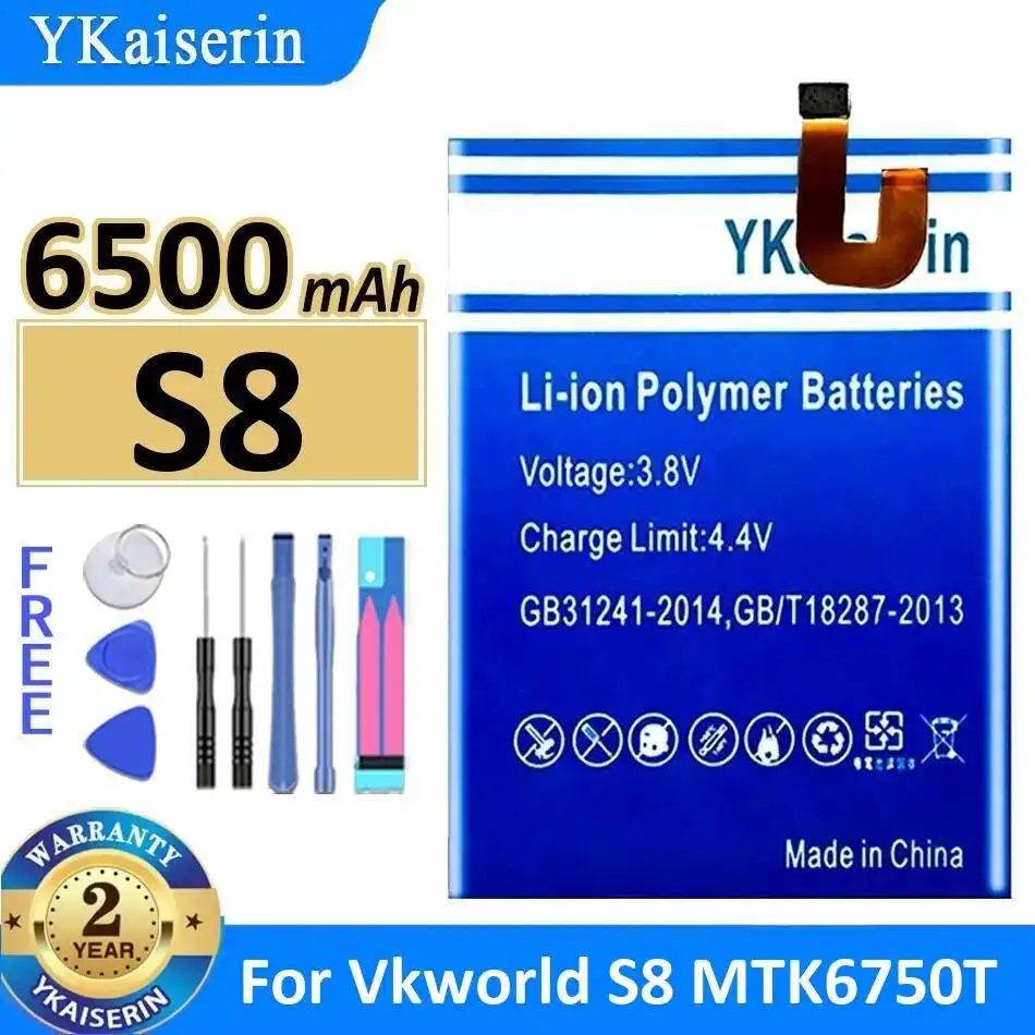 

Аккумулятор для мобильного телефона Vkworld S8 MTK6750T, 6500 мАч, надежная замена, быстрая зарядка