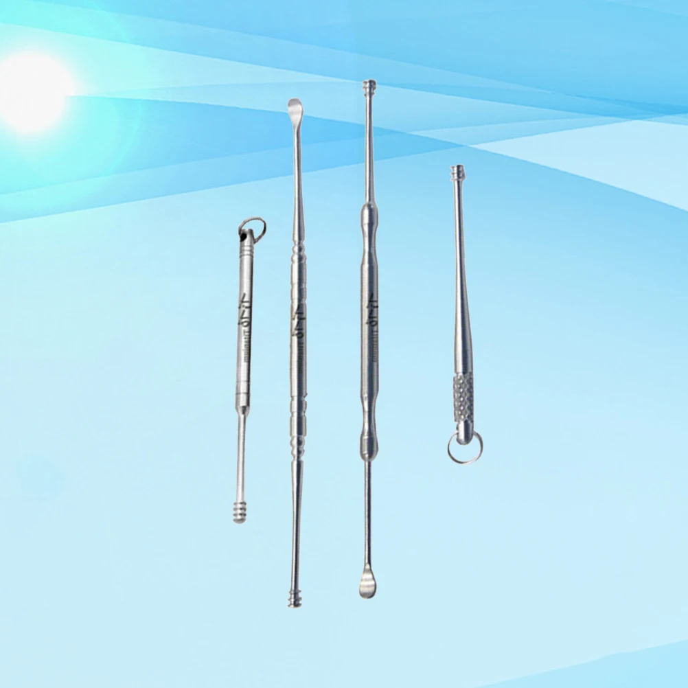 

1 Set 4pcs Titanium Alloy Double-headed Earscoop Ear Scoop Up Ear Tools Ear Cleaning Tool Ear Care Supplies (Random