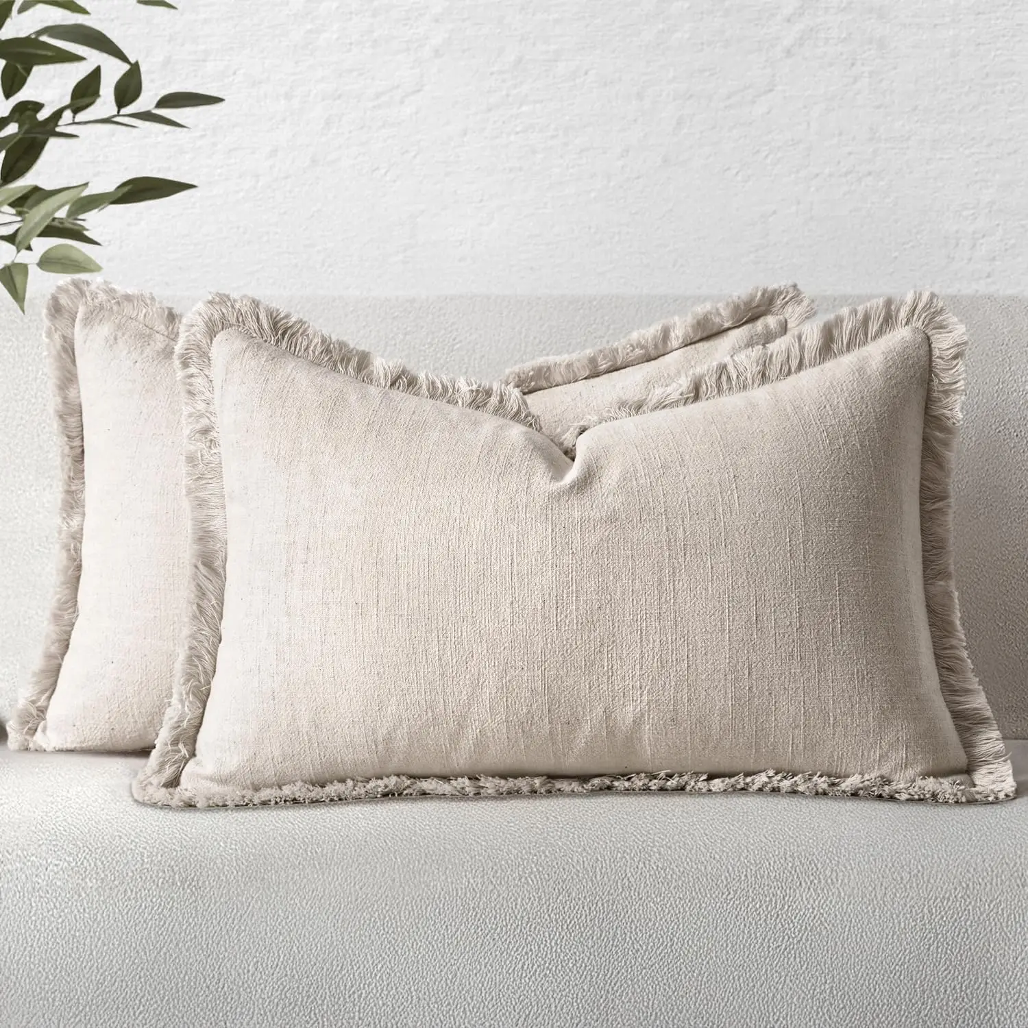 30x50cm Decorative Throw Pillow Covers Soft Linen Fringe Boho Vintage Cushion Cover with Tassels Accent Pillowcase for Couch Bed