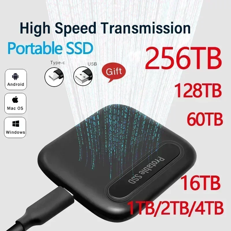 Lenovo Original External 2TB 4TB 8TB Hard Drive Portable SSD Hard Disk USB3.1 Solid Drive Storage Device for Laptop PC Desktop