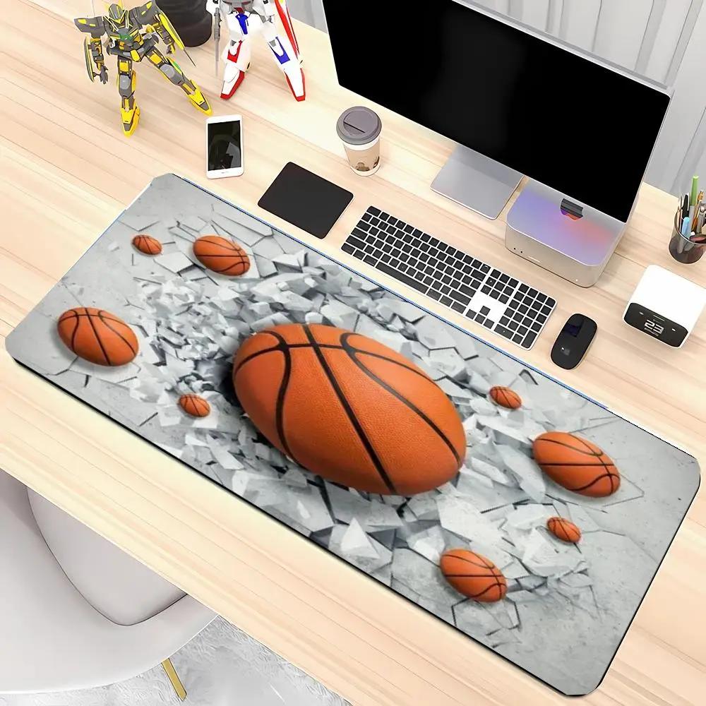 Vintage Basketball Wall Break Desk Mat Nostalgic Sports Style Premium Bound Edge Large Size Anti-Slip Keyboard Pad