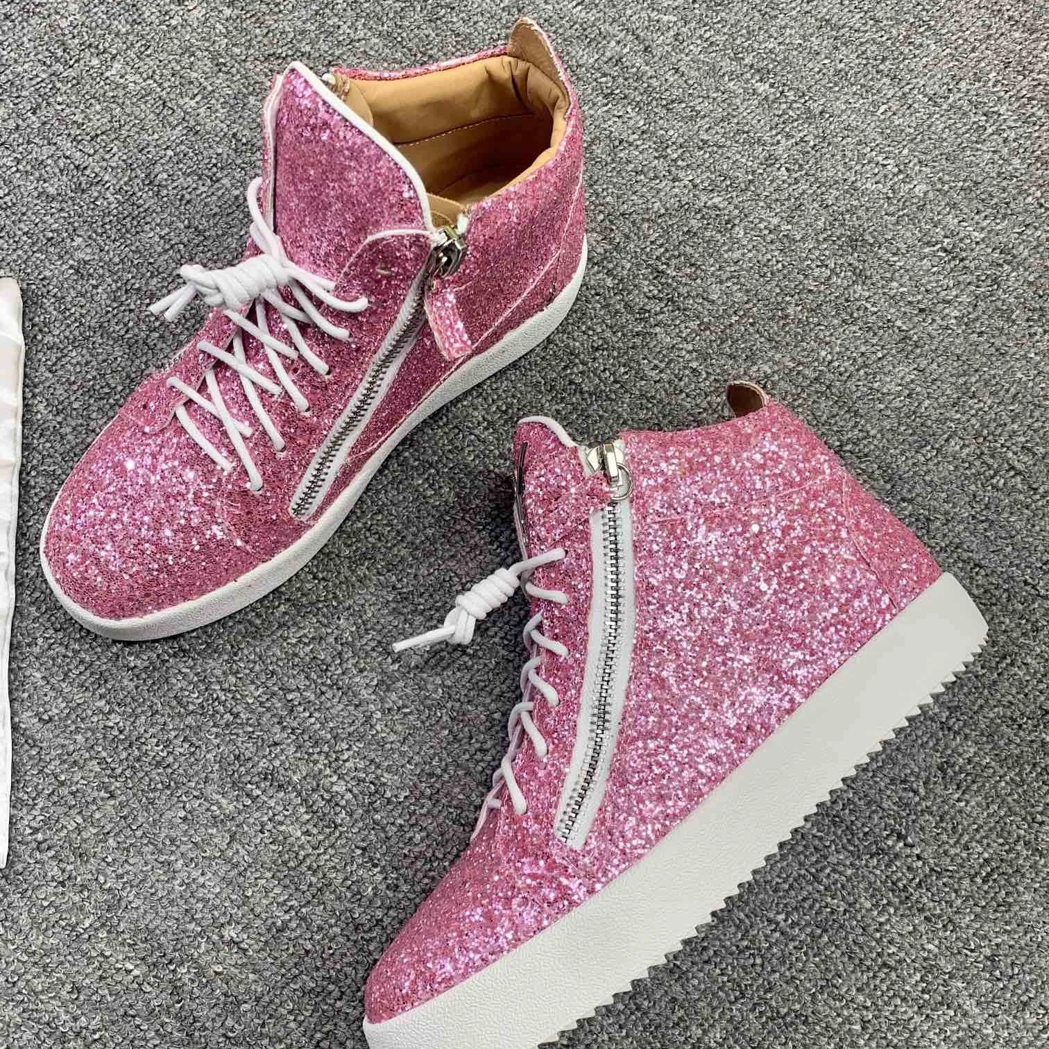 

Top Hight Quality Casual Sneakers For Men and Women Real Leather Brand Designer Unisex Tennis Shoes GZ Zipper Loafer Shoes G319