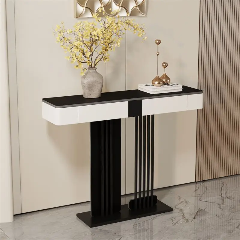 Italian light luxury design creative home entrance table end viewing platform aisle art deco slate semicircle