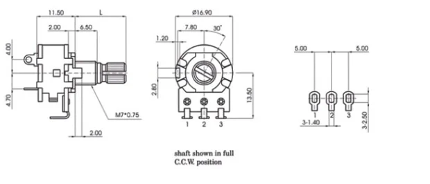 B504 B500k 148 Potenciômetro com Interruptor Lâmpada Dimmer Switch Velocidade Interruptor Potenciômetro