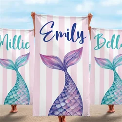 Mermaid Tail Custom Name Beach Towel Bachelorette Trip Party Favors Personalized Pool Bath Towel Mermaid Birthday Gift For Kids