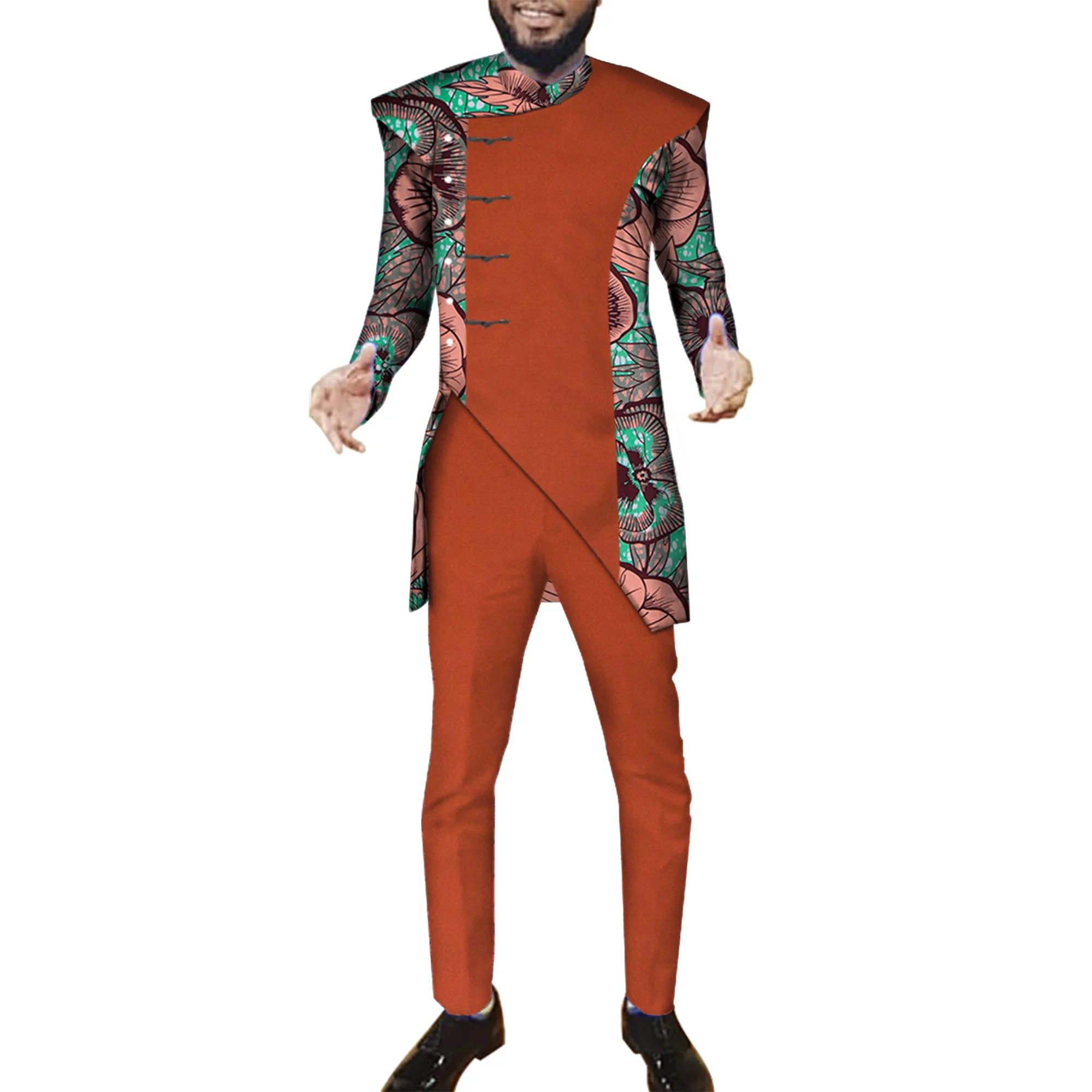 African Men Suits Sets Tops+Trousers Fashion Printing African Clothes for Men Festive Costume Africa Clothing Outfits WYN972