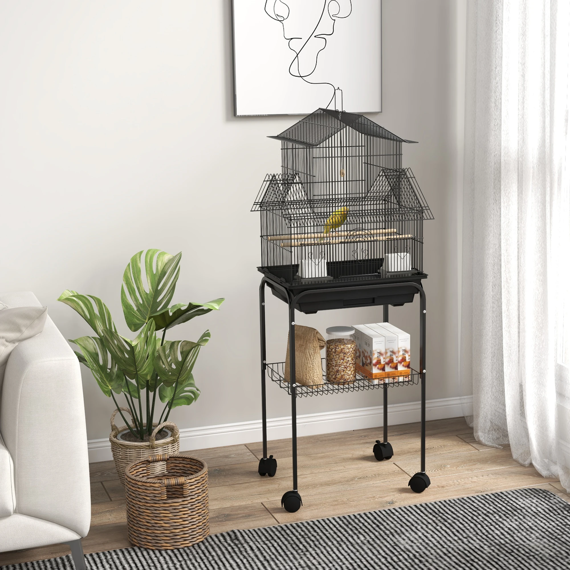 PawHut Metal Bird Cage for Finches and Canaries