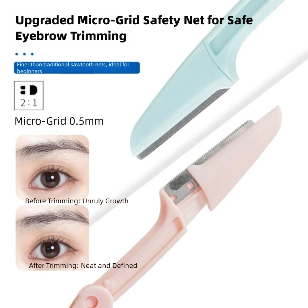 Professional Safe Folding Dermaplaning Tool for Face 3pcs Set Portable Anti-Scratch Razor Eyebrow Trimmer Beauty Routine