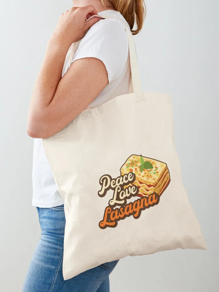 

Peace Love Lasagna. Tote Bag shopper bag woman shopping cart bags Large bags for women tote bags cloth