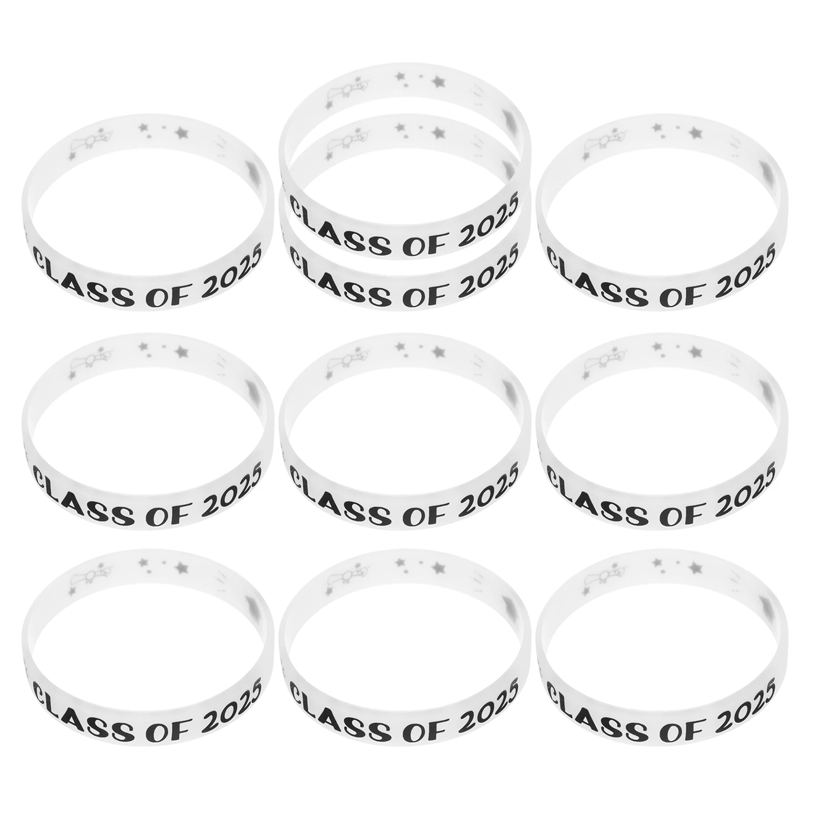 

10 pcs Graduation Wristbands Class of 2025 Glow in the Dark Silicone Text Bracelets for Graduation Party Luminous for Men