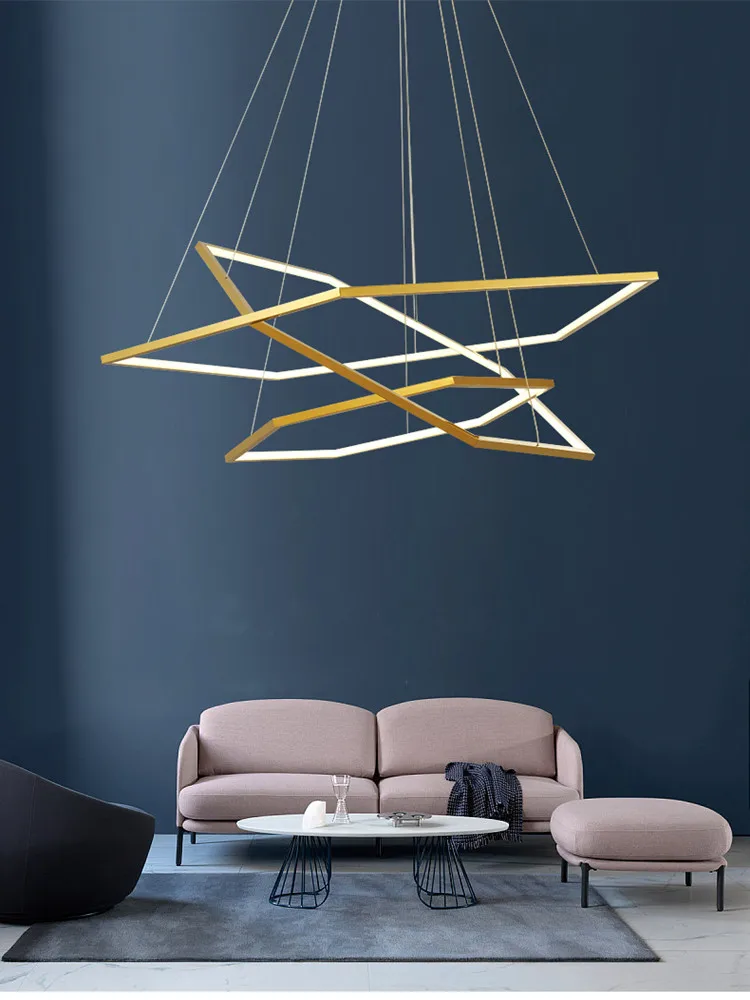 Simple modern clothing shop chandelier hexagonal living room lamp cross border new duplex loft chandelier