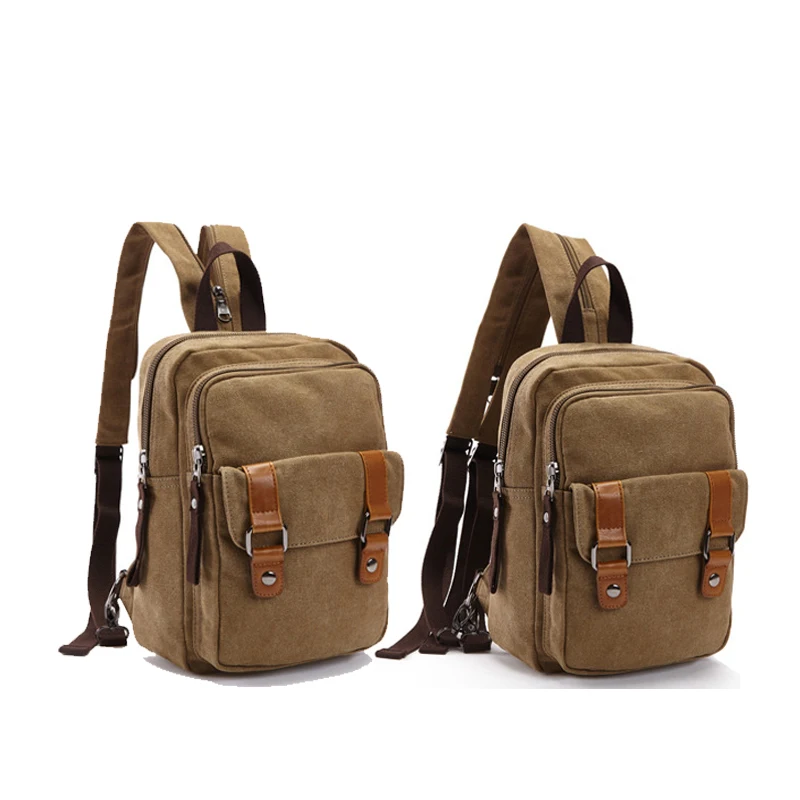 New Casual Backpack for Men Women Vintage Canvas Small Bag Outdoor Tirp Chest Bag Women Stylish Shoulder Bag Mochila