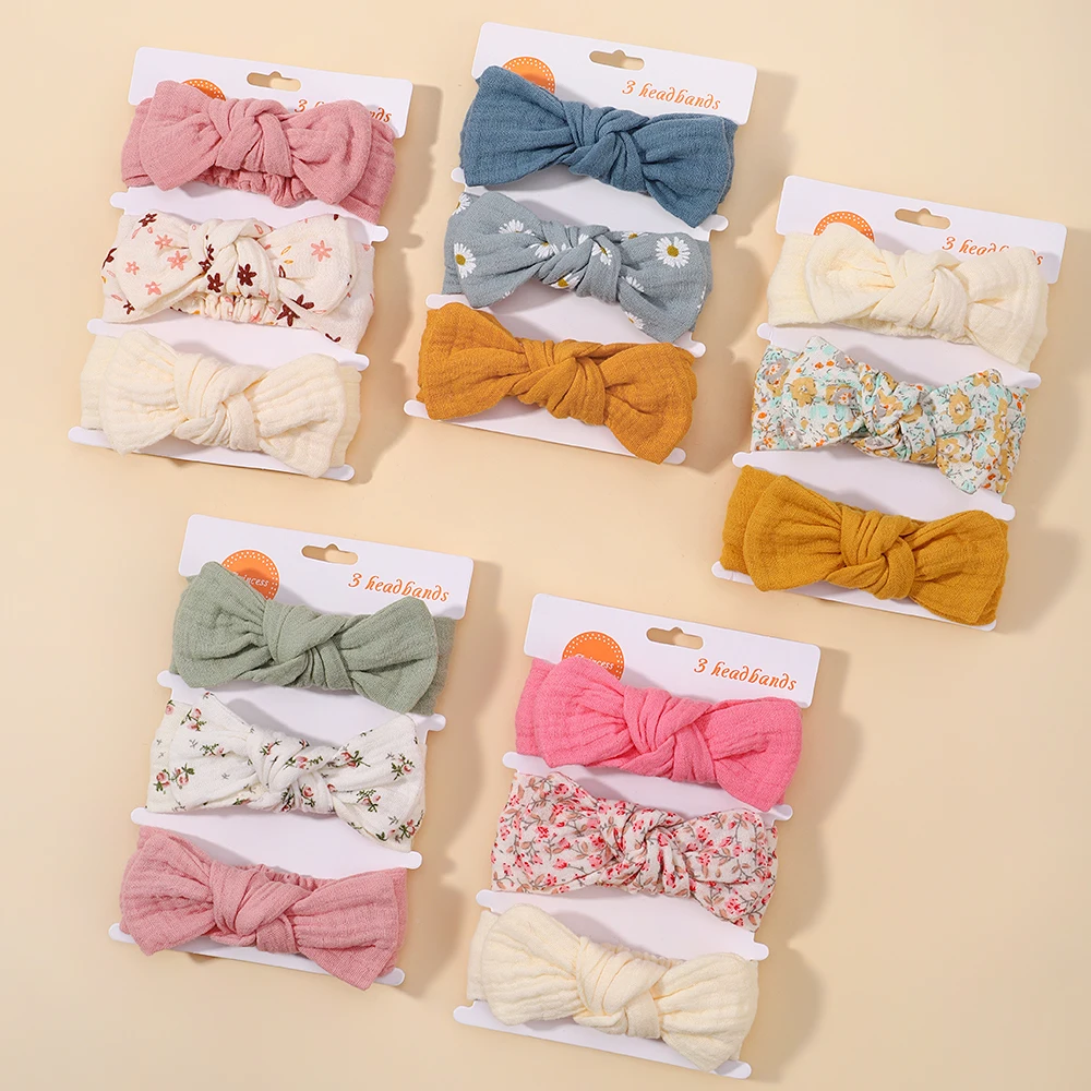 

3pcs Baby Girls Headband Set Bow Knot Head Wrap Bandage Kids Toddlers Headwear Hair Band Infant Baby Newborn Hair Accessories