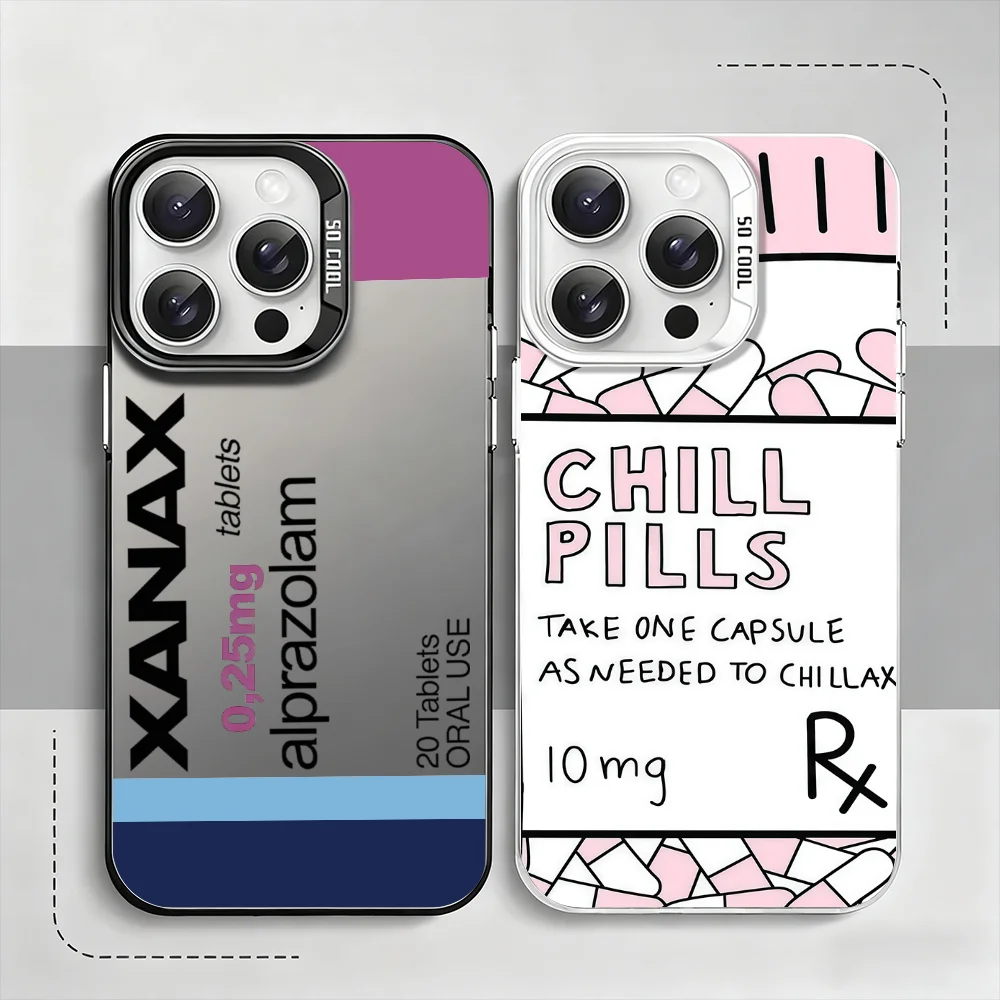 

Fashion print C-Chill Pill XANAXS phone case For iPhone 12 11 13 14 15 16 17 Max Pro Plus Mini Protective IMD Color Cover