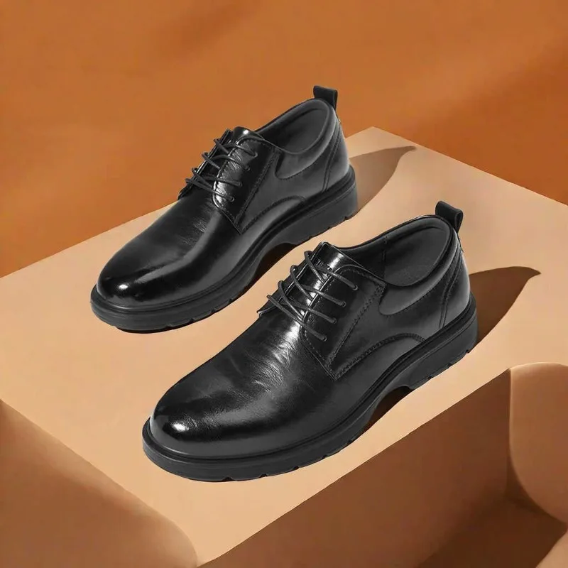 

Black Men's Dress Shoes Lace Up Business Men Leather Shoes Plus Size Platform Casual Footwear Luxury Brand Shoes for Men Fashion