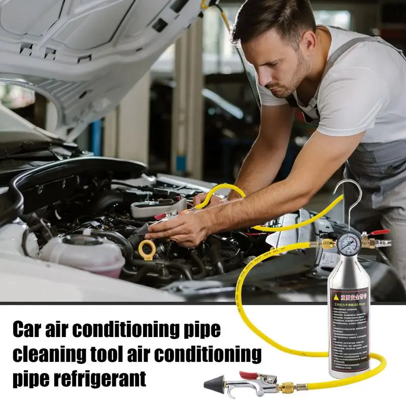 Air Conditioner Flushing Kit Car Air Conditioner System Flushing Set High Performance Automotive AC Flush Set With Gauge & Hose