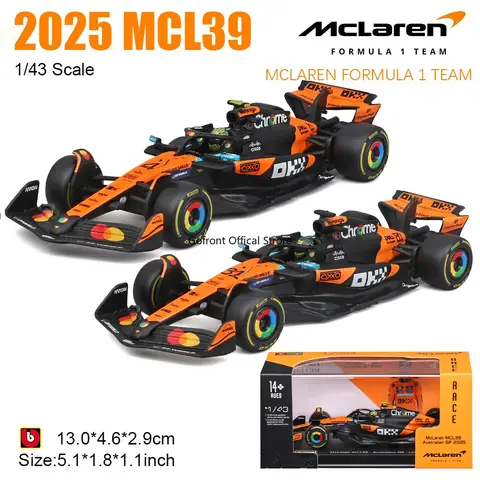 Bburago 1:43 2025 F1 McLaren MCL39 SF25 W16 RB21 A525 #4 Lando Norris #81 Oscar Piastri Alloy Car Die Cast Model Toy Collectible