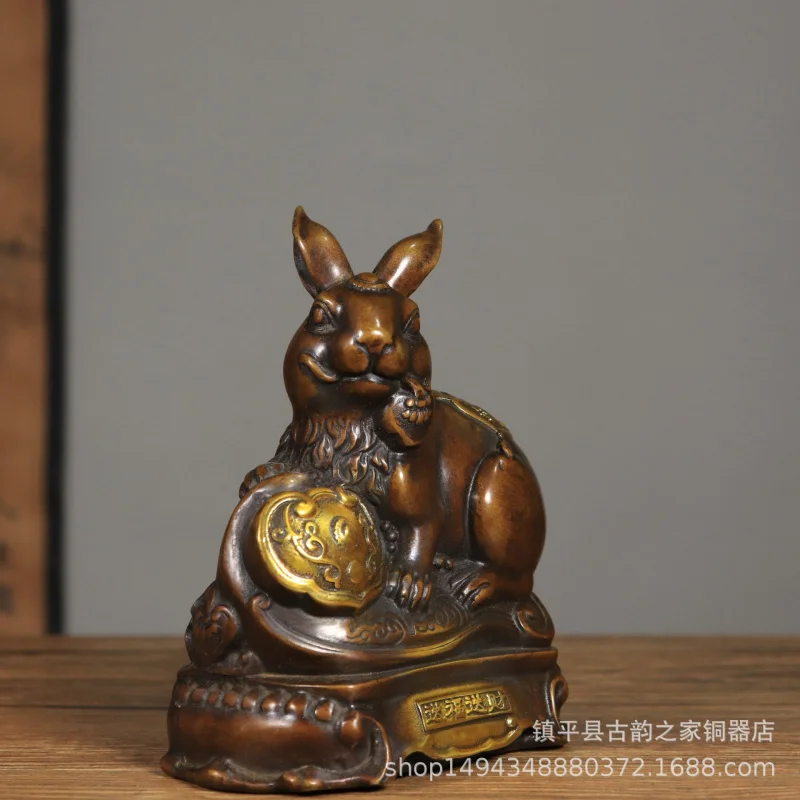 

Pure Copper Ornament Zodiac Good Luck Money Rabbit Home Bedroom Living Room Office Desk Decoration