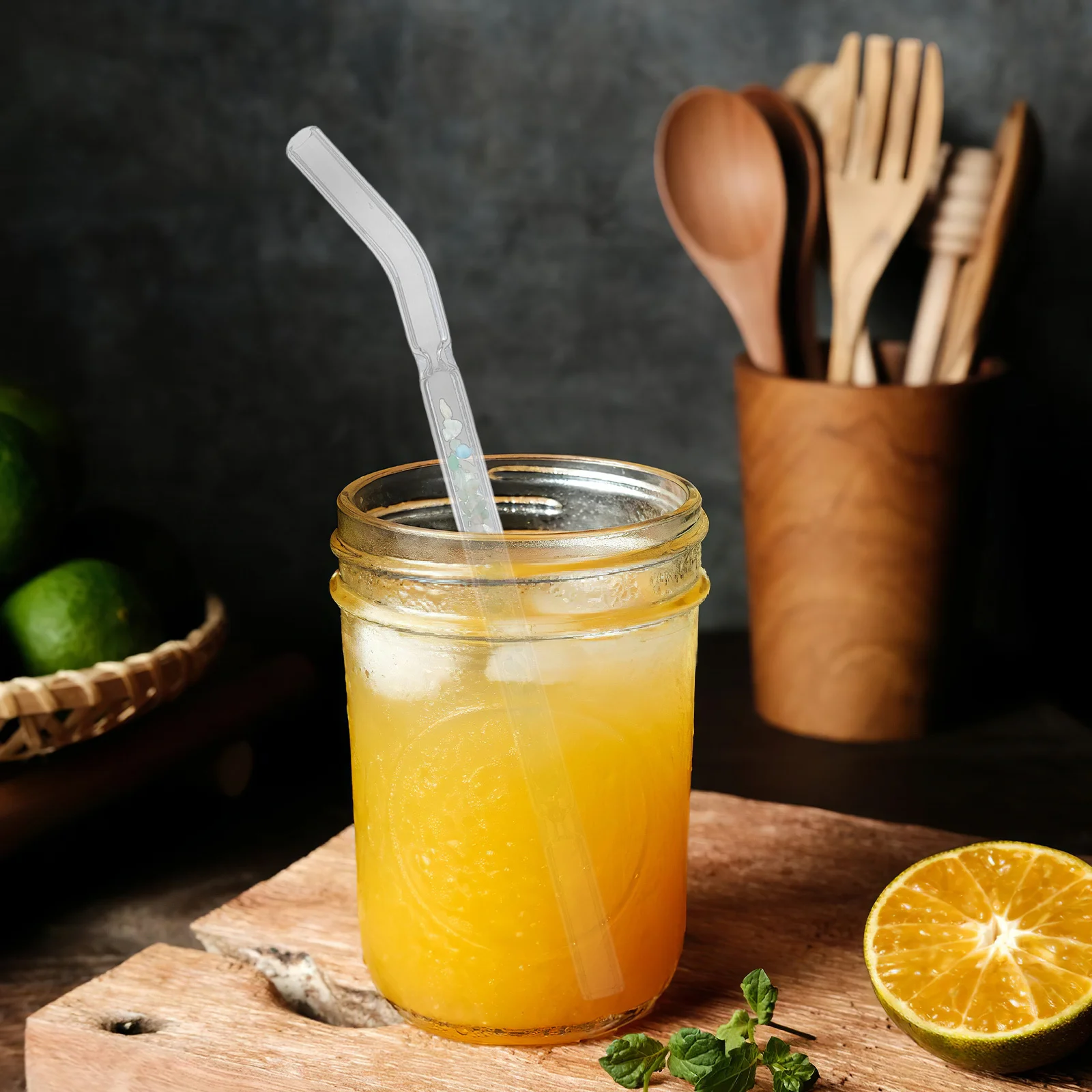 

Glass Reusable Straw Crystal Stone Filter Heat Resistant Clear Straw for Smoothies Coffee Tea Cocktails Reusable Straws Glass