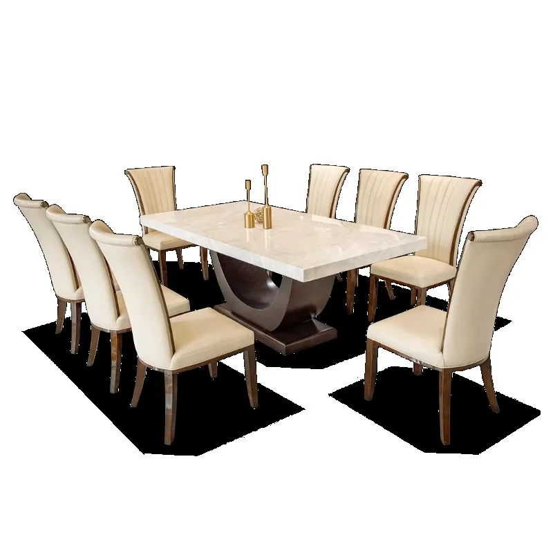 Luxury marble dining table 6 8 10 seats dining room furniture solid wood frame furniture dining table set - Image 5