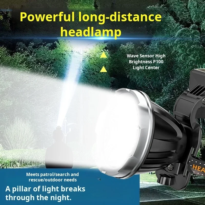 Outdoor Head Light Long Range Large Light Cup High Bright Solar Rechargeable Searchlight