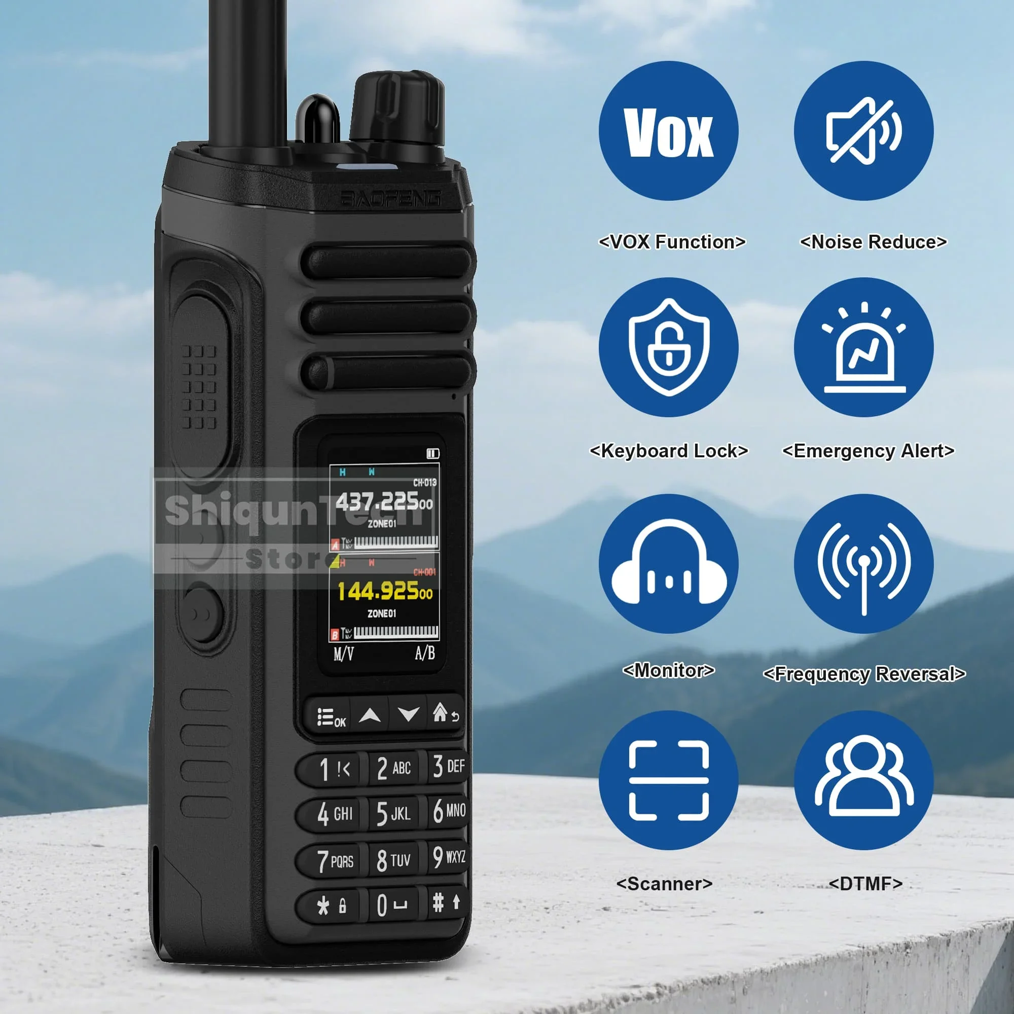 Baofeng SW-9 Walkie Talkie Full-band 10W Bluetooth Audio&Programming Man Down Alarm 1000CH DTMF AM NOAA Upgraded UV-32 Ham Radio