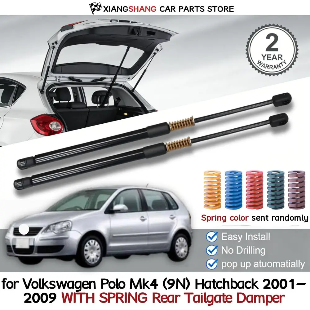 

2pcs Rear Auto Open With Spring Damper for Volkswagen Polo Mk4 (9N) Hatchback 2001-2009 Trunk Boot Gas Charged Gas Struts