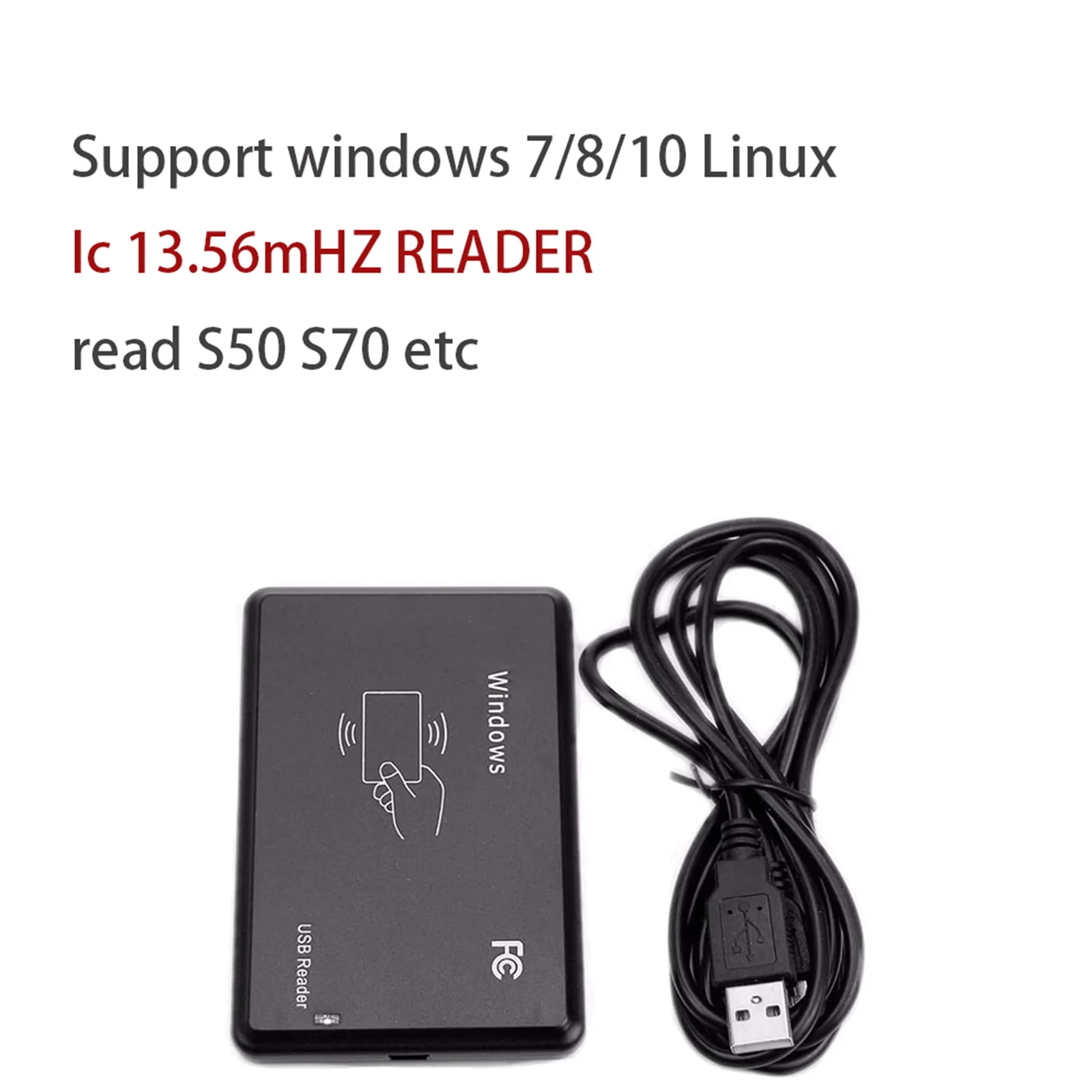 Contactless IC Card Reader Writer 13.56MHz NFC Reader with LED Indicator/Buzzer Compatible for Windows Linux MacOS