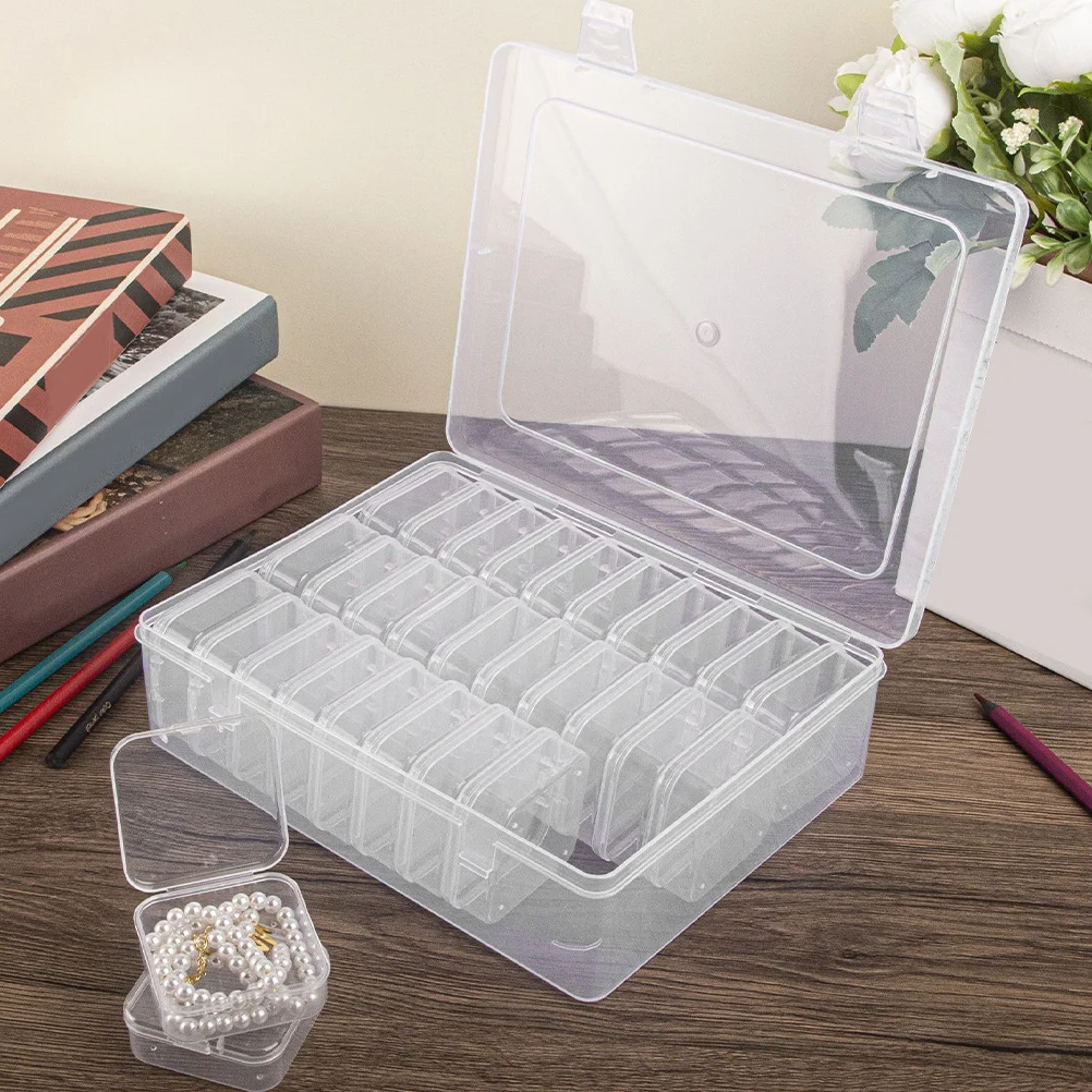 

2Sets Mini Clear Storage Box with Lid Small Parts Organizer Case for Crafts Jewelry Making Electronic Components Home Office