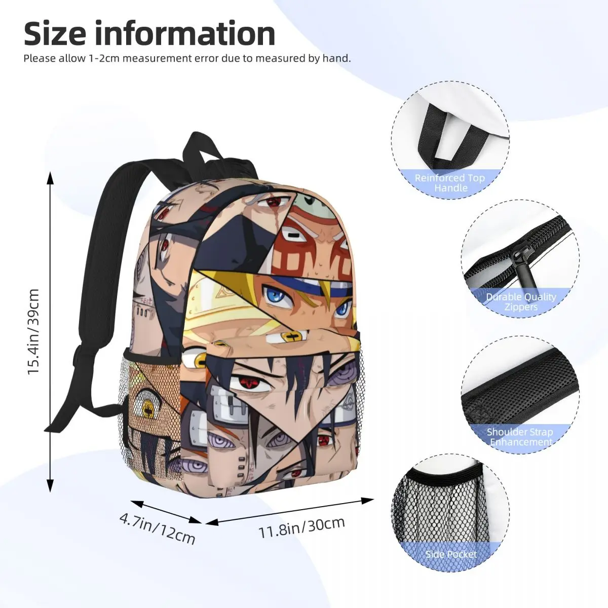 Naruto Compacte 15-Inch Rugzak-Stijlvolle Lichtgewicht Tas Perfect Voor Studenten En Pendelaars