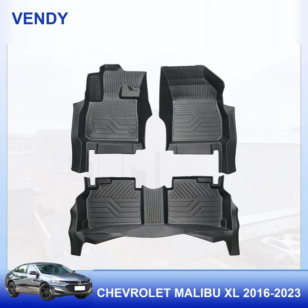 TPE Car Floor Mats Custom Fit for Chevrolet Malibu XL 2016-2023 Left Hand Drive Full Set All Weather Waterproof Easy to Clean