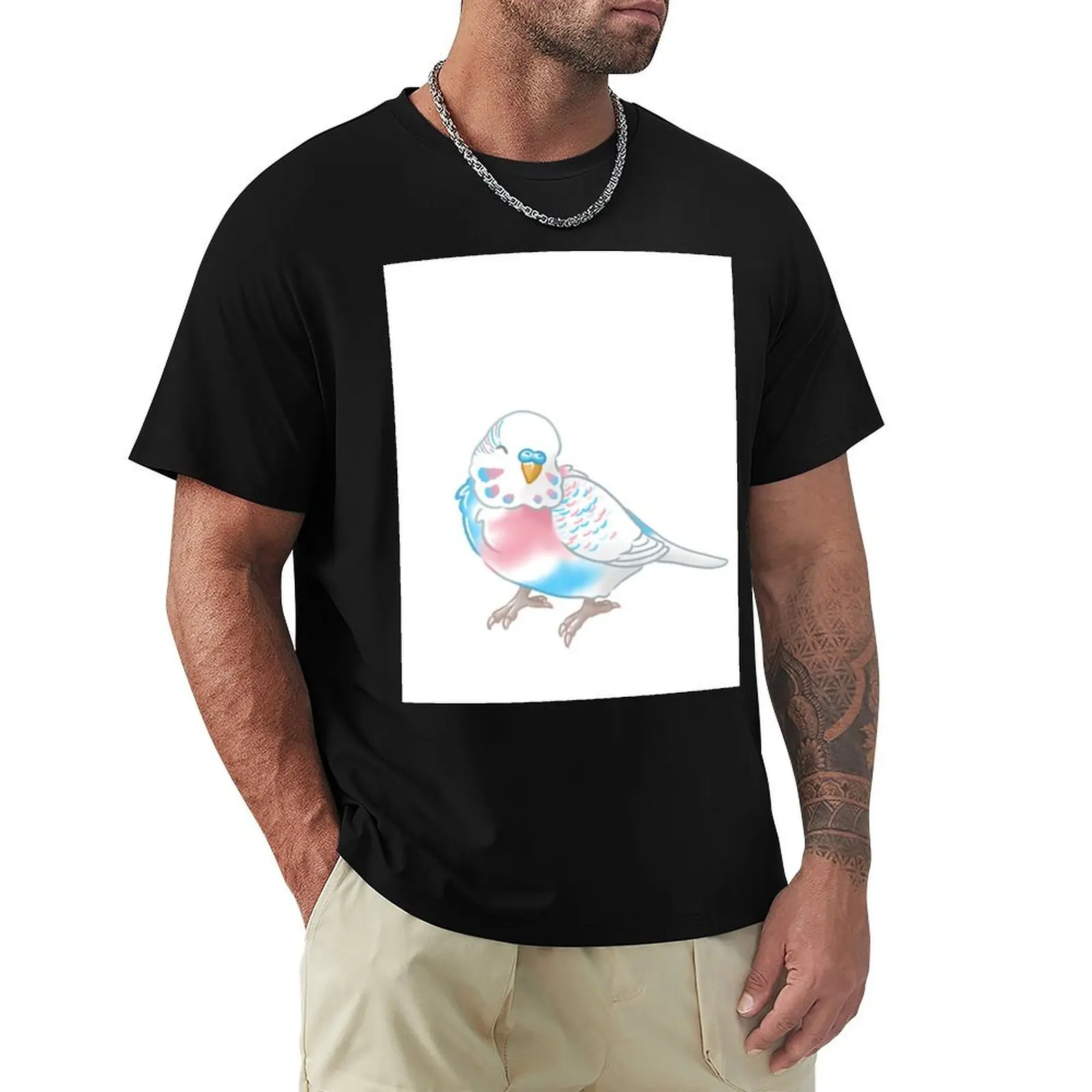 

Trans Pride Budgie T-Shirt Clothing vintage graphic tee T-shirts man Aesthetic clothing T-shirt men
