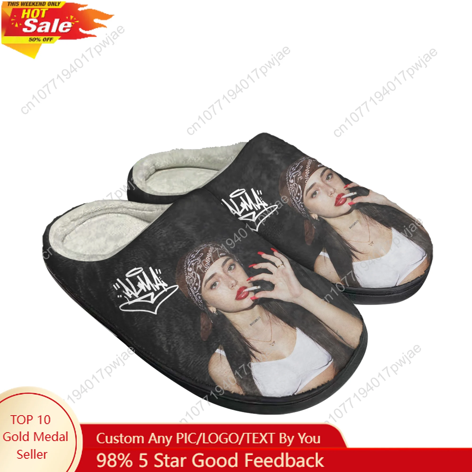 

Nicki Nicole Hip hop rapper Home Cotton Slippers Mens Womens Plush Bedroom Winter Keep Warm Cotton Slippers Slipper Custom Shoes