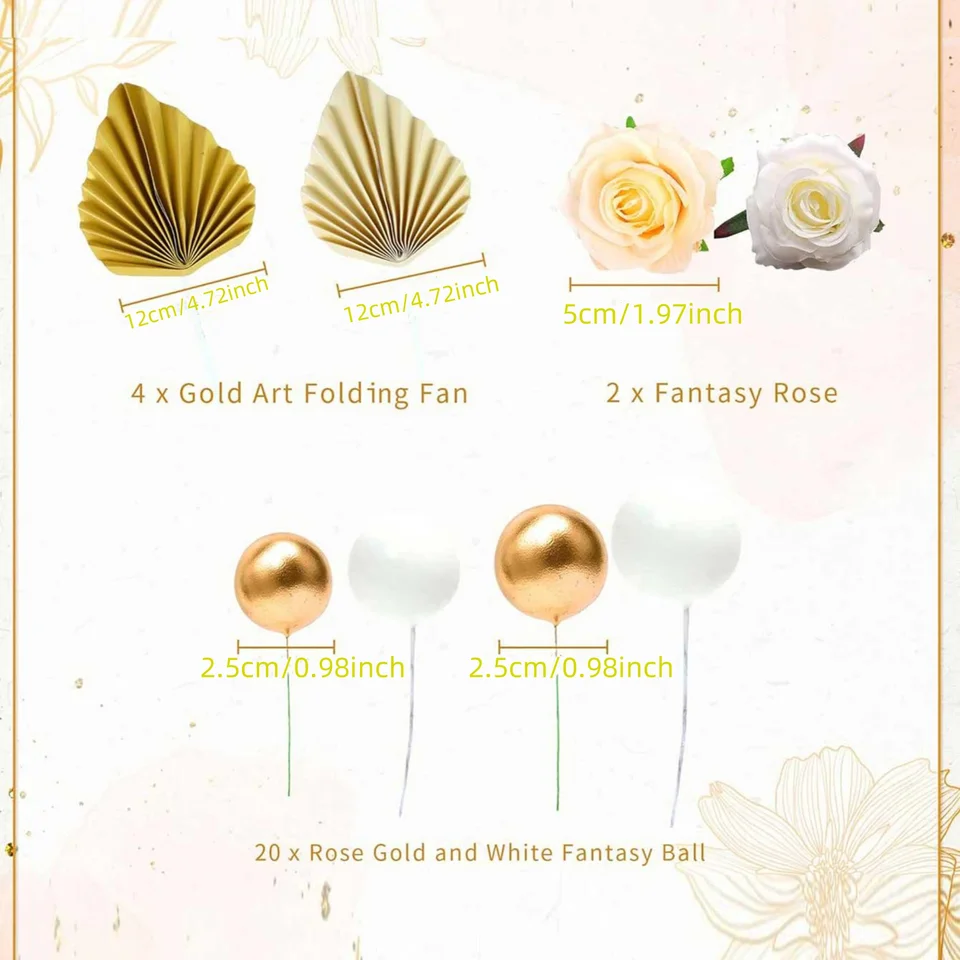 4pcs Décoration de Gâteau Joyeux Anniversaire Forme Feuille de Palmier