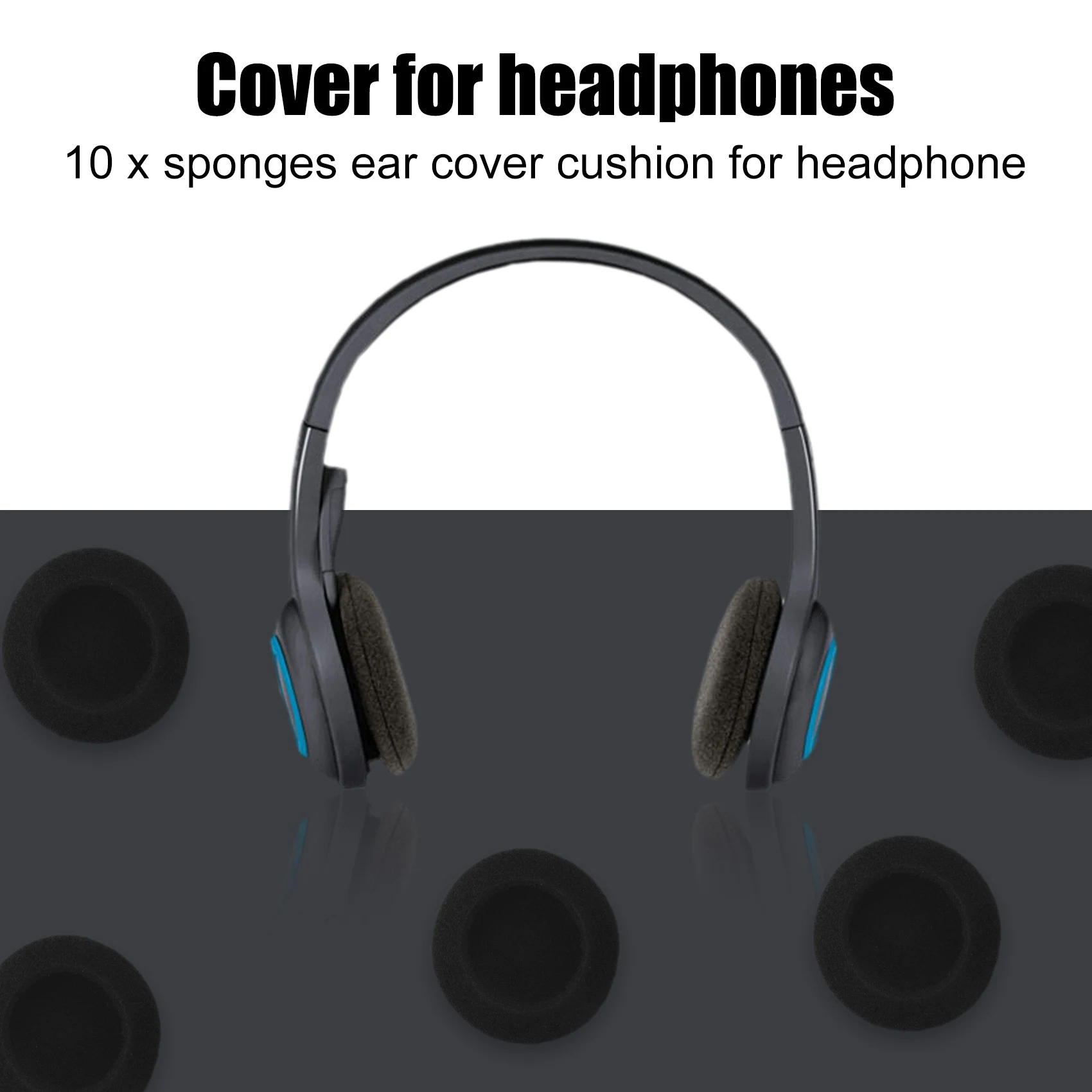 10 Uds esponjas medidas protectoras suave negro cubierta de oreja cojín para auriculares 5cm