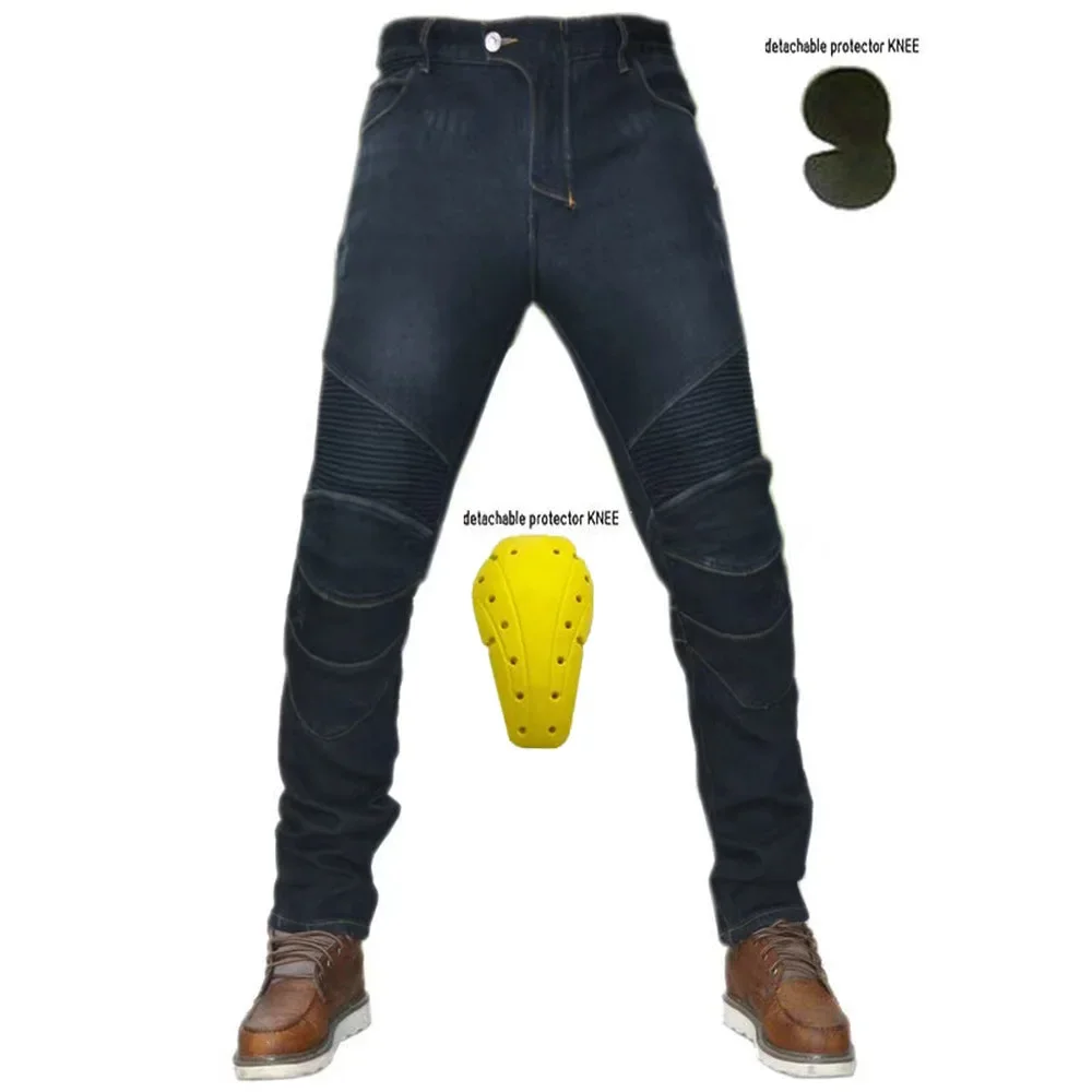 Motorcycle Cycling Jeans Riding Pants Winter Fleece Thickened Thermal Locomotive Fall-resistant Riding Clothes for Men Women