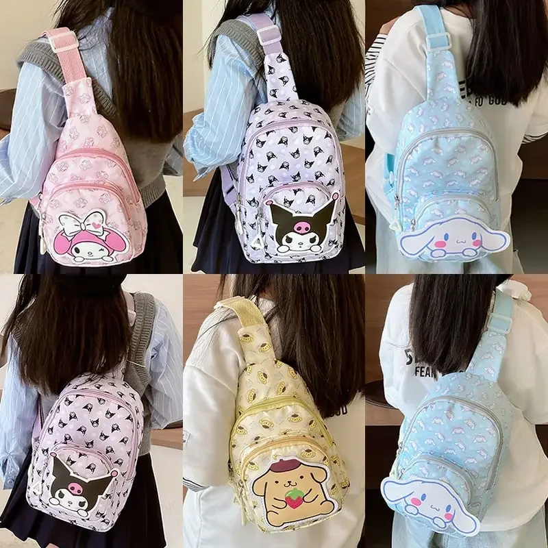 

Sanrioed Anime Cinnamoroll Kuromi My Melody Hello Kitty Slanting Shoulder Backpack Cute Cartoon Child Chest Bag Gift for Friend