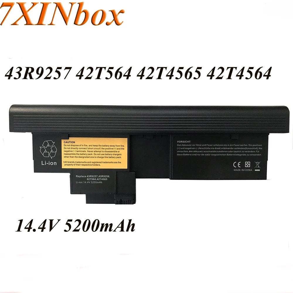 

7XINbox 14.4V 5200mAh Laptop Battery 42T4657 43R9257 42T564 42T4564 42T4565 42T4658 For Lenovo ThinkPad X201T X200T Tablet