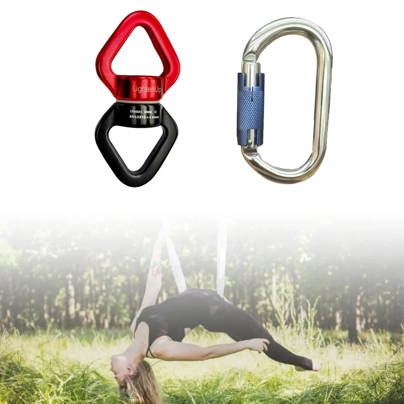 

30KN Yoga Accessories Universal Ring Gimbal Ring Rotary Connector Rotational Hammock Aluminum Buckle Swing Spinner Rope Swivel