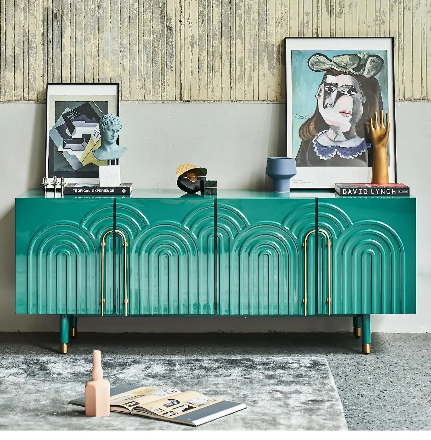 

Modern light luxury simple TV entrance shoes wine against the wall solid wood living room modern side cabinet hotel furniture