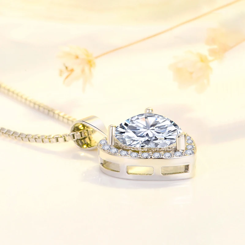 Neue Mode 925 Sterling Silber Herz CZ Anhänger Halsketten Frauen Schmuck Jahrestag Geschenk Lila & Rot & Rosa Zirkon Schlüsselbein kette – Detail 8