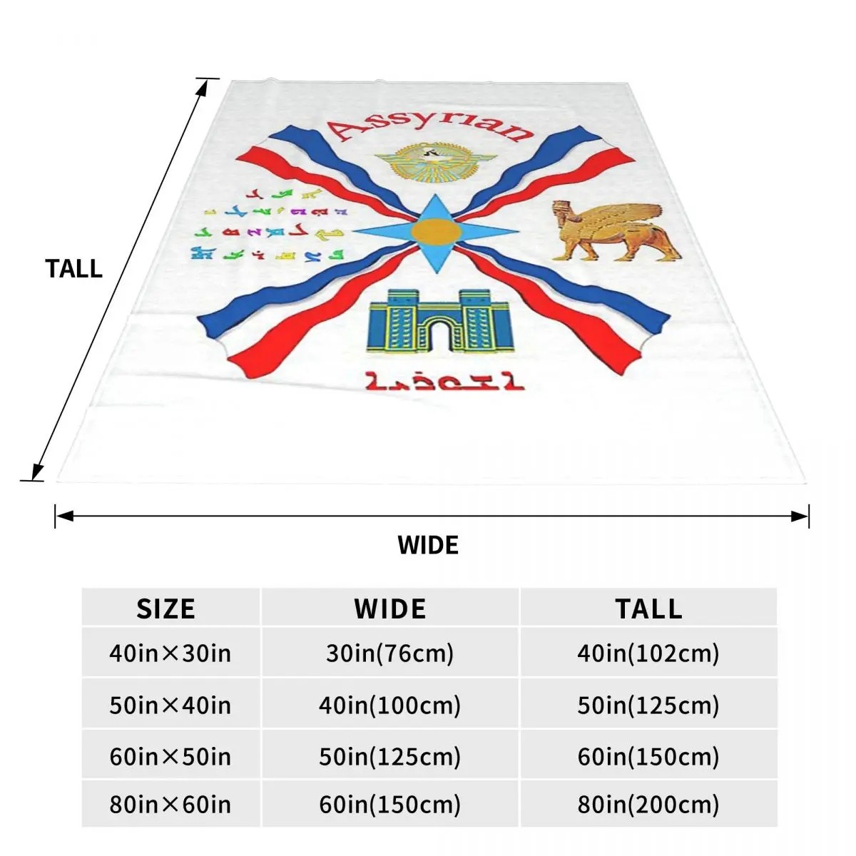 Luxury Assyrian Suryoyo Flag Blanket Flannel Sofa Throw Blanket Warm for Home Bedroom Travel Throws Bedspread Quilt