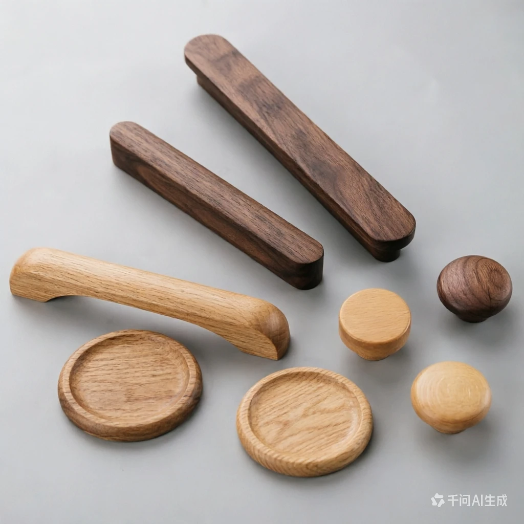 Single Hole Wood drawer handles Black Walnut Beech Round Knobs Door handles Natural Wood Color for Furniture Drawer Cabinet