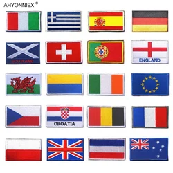 AHYONNIEX 1PC Fabric Flag Patch Ukraine EU Czech Croatia Scotland Russia 3D Sticker For Jacket Jeans Clothing DIY