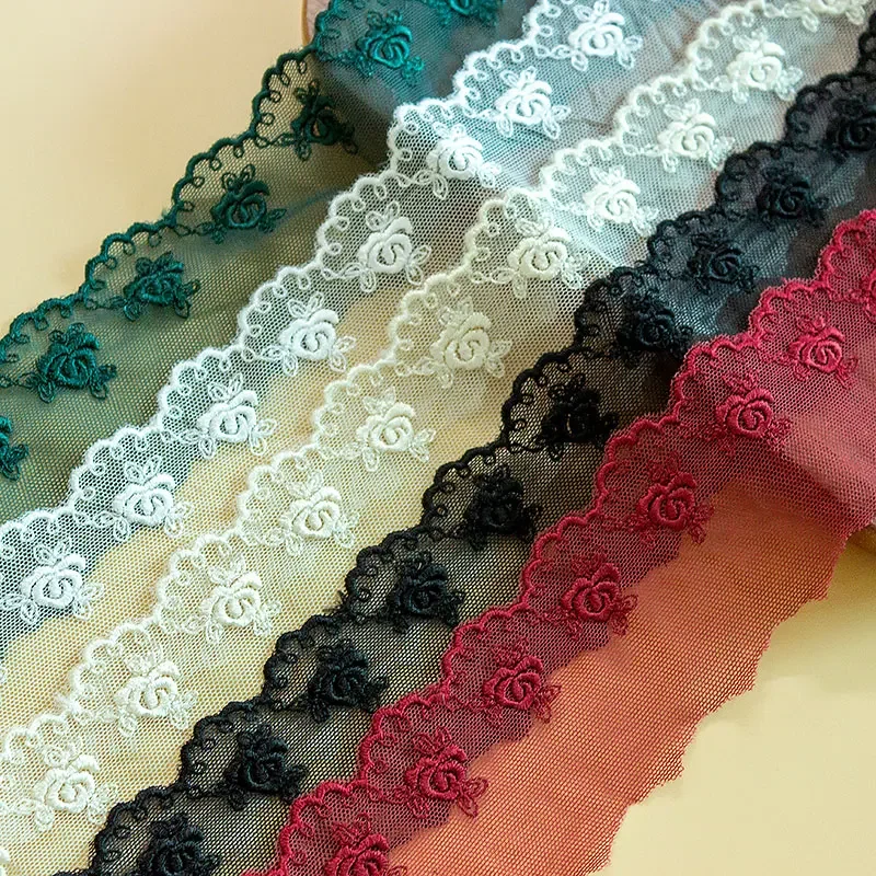 Embroidered Mesh Lace Trimmings Ribbon for DIY, Handmade Patchwork, Sewing Supplies, Craft, 5cm Width